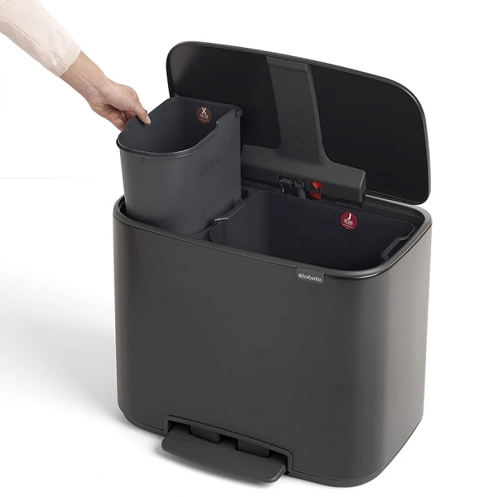 Brabantia Bo 12+23 Lt Pedallı Mat Siyah Çöp Kovası - A.2BR.121227