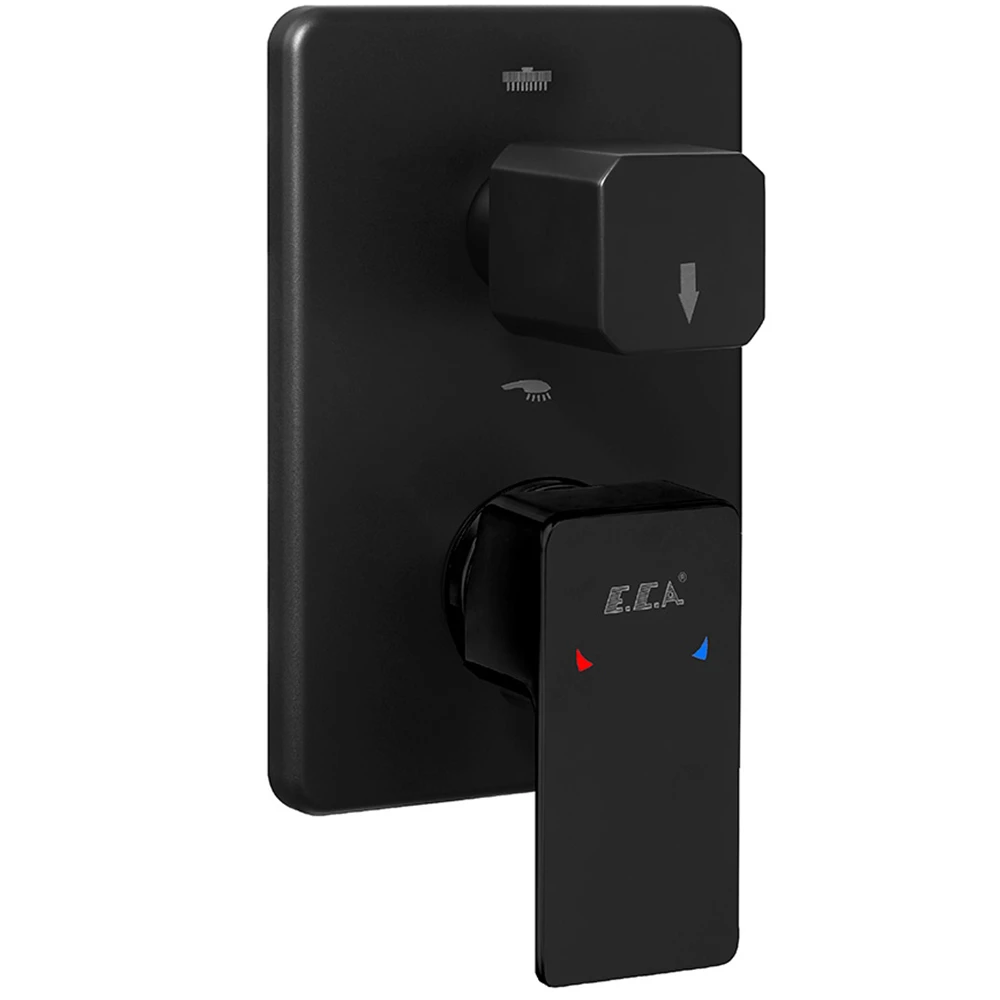 Eca Royal 2 Yollu Mat Siyah Ankastre Banyo-Duş Bataryası - 102167251C1-KDE