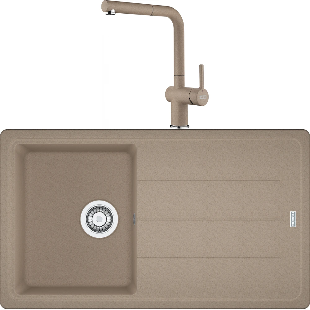 Franke Basis Bfg 611-86 Granit Eviye + Active Plus Doccia Armatür (Oyster)