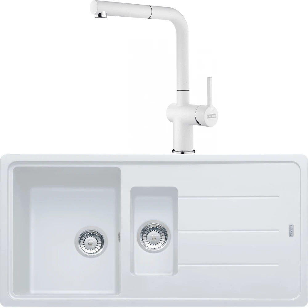 Franke Basis Bfg 651-97 1,5 Gözlü Granit Evye + Active Plus Doccia 2.0 Armatür (Bianco)