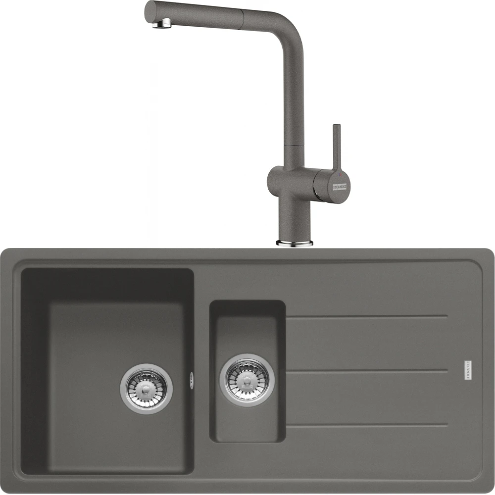 Franke Basis Bfg 651-97 1,5 Gözlü Granit Evye + Active Plus Doccia 2.0 Armatür (Stone Grey)