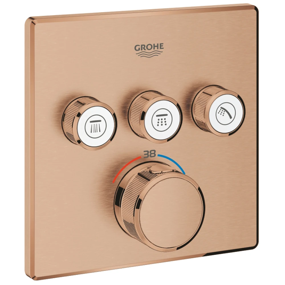 Grohe Grohtherm SmartControl Üç valfli Akış Kontrollü Rose Gold Ankastre Termostatik Duş Bataryası - 29126DL0