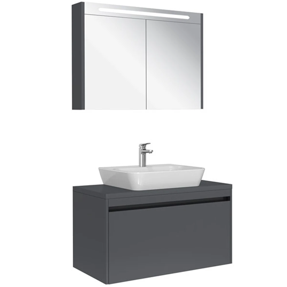Kale Idea 2.0 100 Cm Parlak Antrasit Tek Çekmeceli Banyo Dolabı Takımı 610100200597