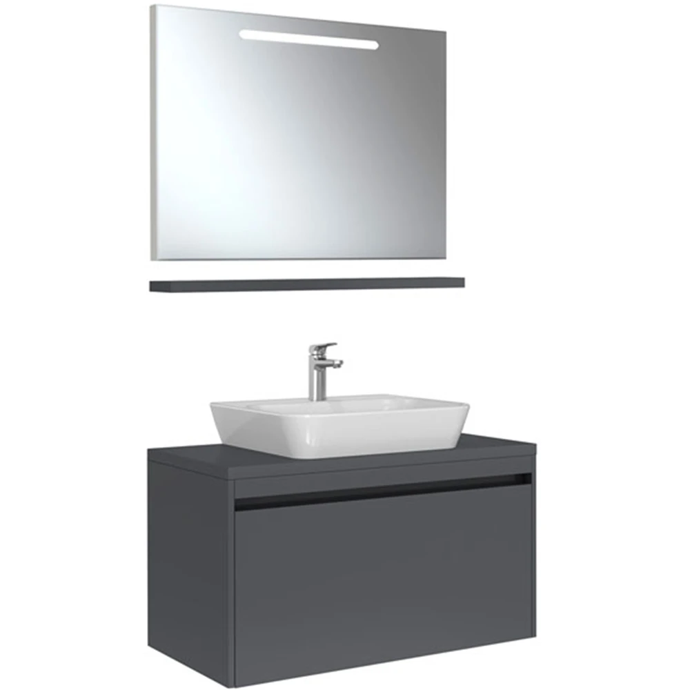 Kale Idea 2.0 100 Cm Parlak Antrasit Tek Çekmeceli Banyo Dolabı Takımı 610100200609