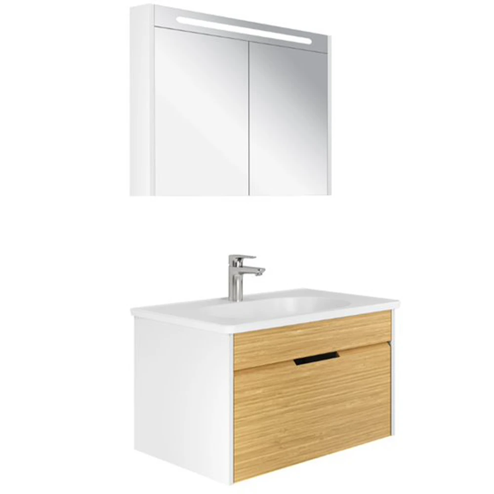 Kale Motion 80 Cm Set Beyaz Meşe Banyo Dolabı Takımı