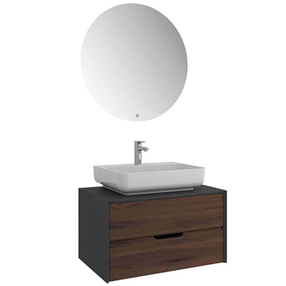Kale Zero 2.0 80 Cm Antrasit-Ceviz Banyo Dolabı Takımı 610100201078