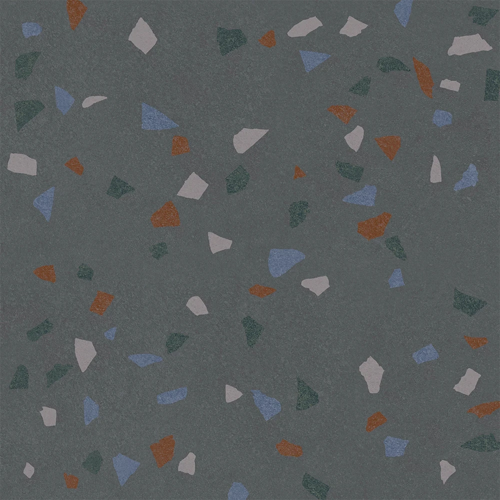 Kalebodur Gs-N8747R Terrazzo Macro Koyu Gri Rektifiyeli 60x60 R