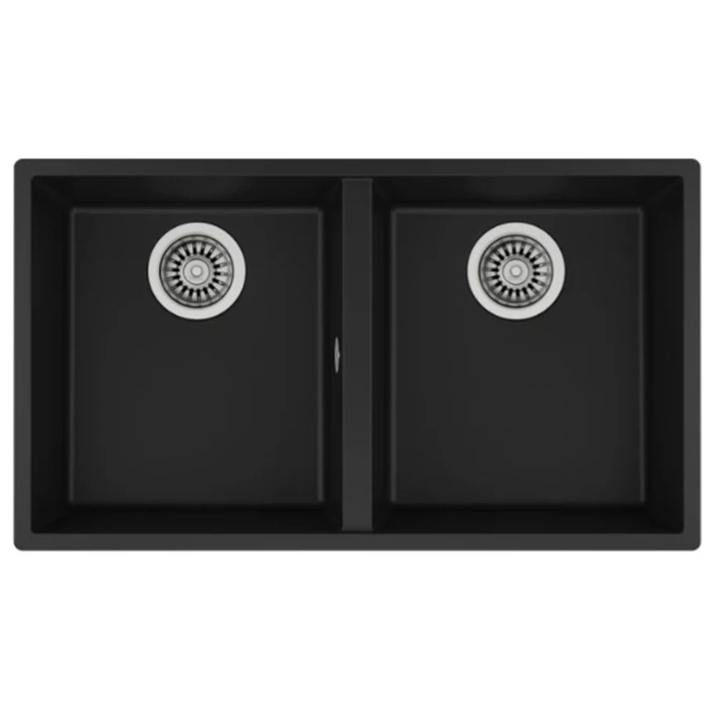 Teka Square 760 TG Siyah Çift Hazneli Tezgahaltı Tegranite Eviye