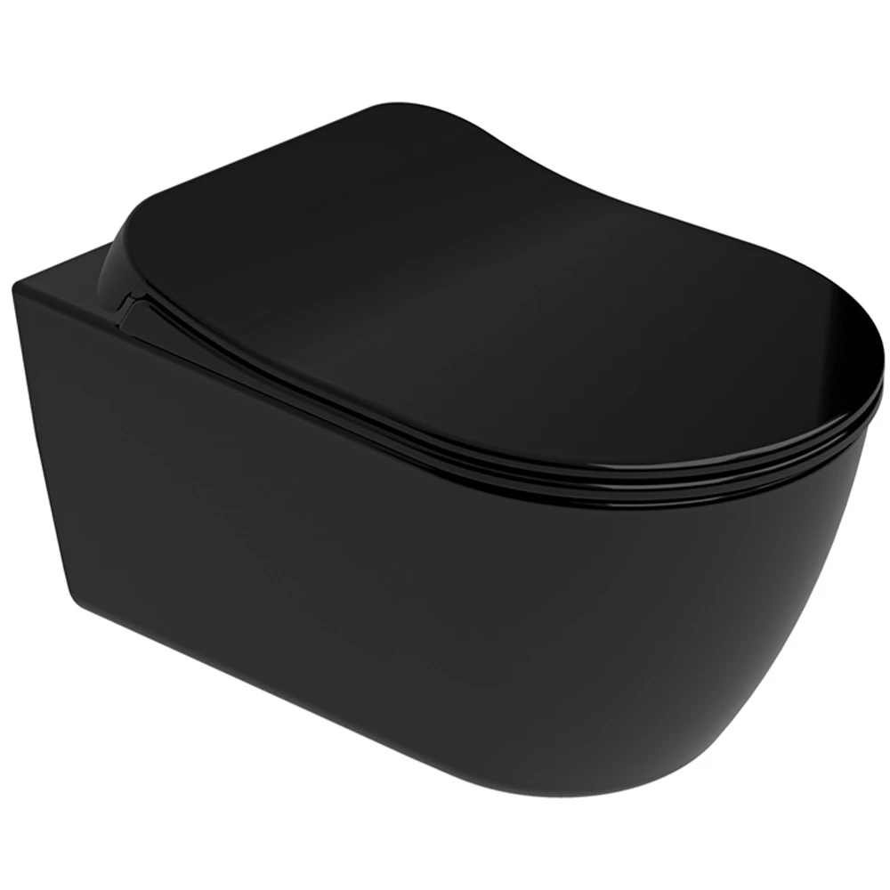 Kale Dove 2.0 Kanalsız Asma Klozet + Ultra Slim Yavaş Kapanan Klozet Kapağı (Siyah)