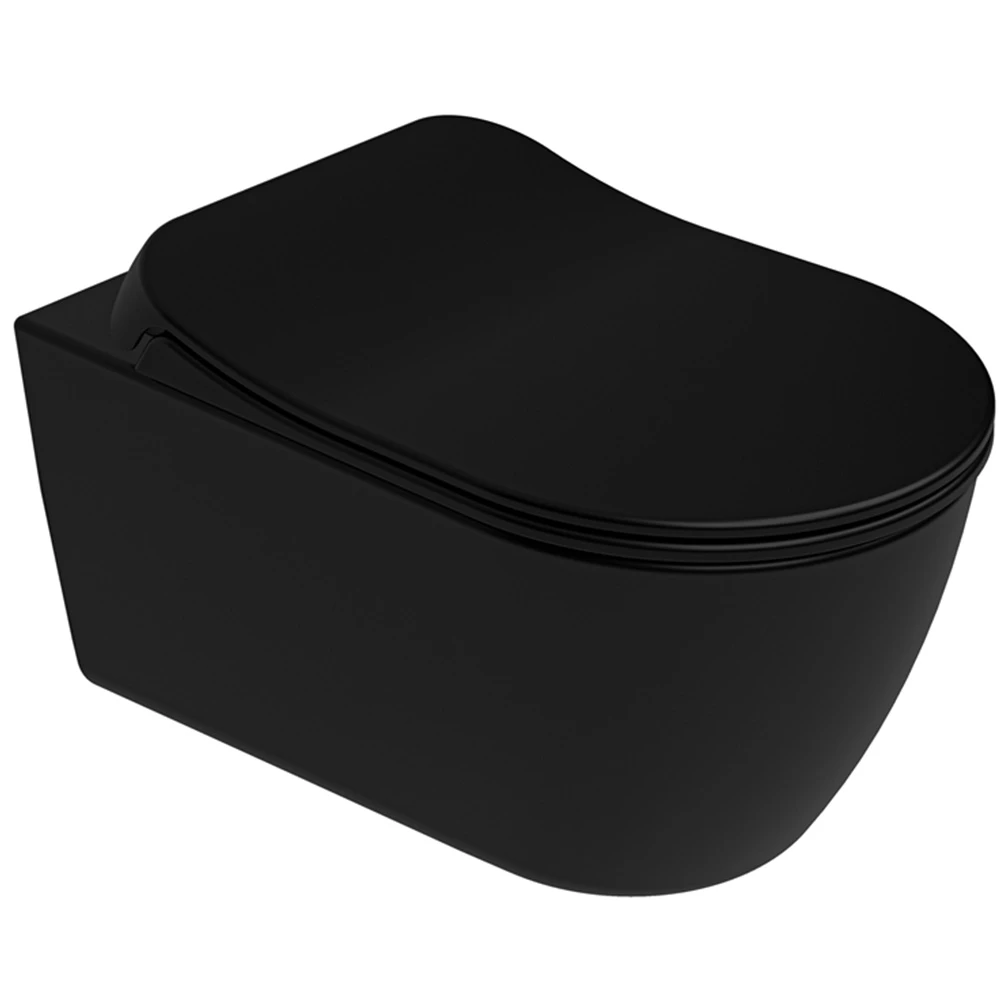 Kale Dove 2.0 Kanalsız Asma Klozet + Ultra Slim Yavaş Kapanan Klozet Kapağı (Mat Siyah)