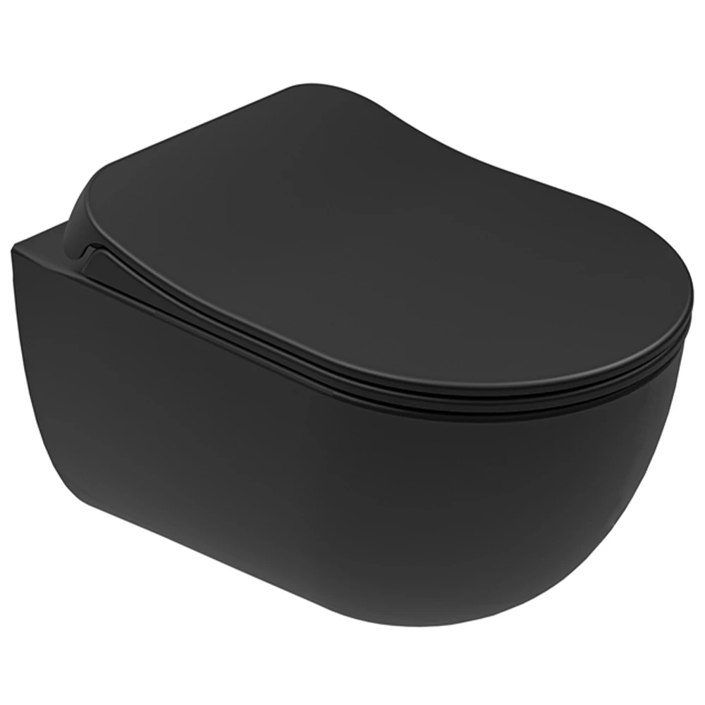 Kale Zero 2.0 Kanalsız Asma Klozet + Ultra Slim Yavaş Kapanan Klozet Kapağı (Mat Siyah)