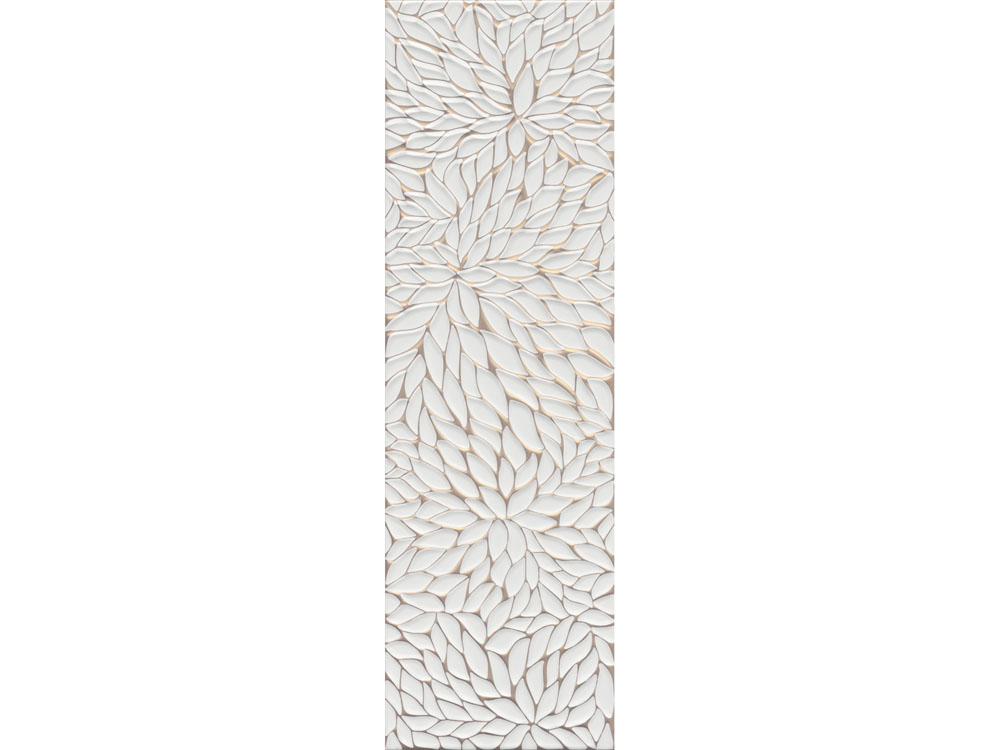 Çanakkale Seramik Dek-6066R Shiro Flower Beyaz Altın Parlak Rektifiyeli X 33x110 R