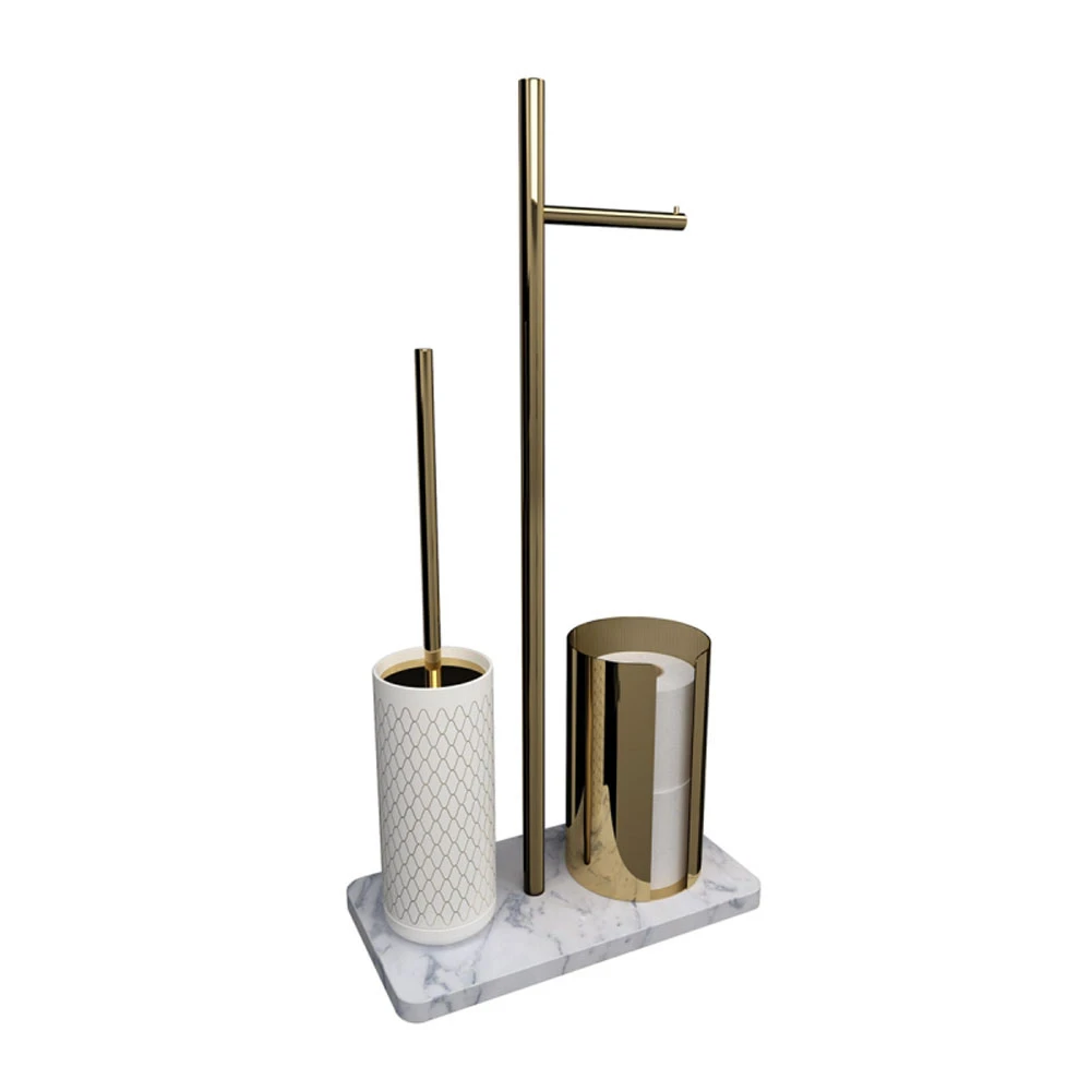 Pomd'or Equilibrium Netting Altın Ayaklı Yedek Hazneli Tuvalet Kağıtlık ve Fırçalık