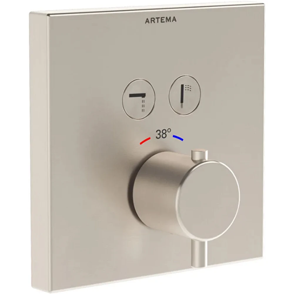 Artema AquaControl Square Fırçalanmış Nikel Ankastre Termostatik Banyo Bataryası - A4274634 Hemen Al