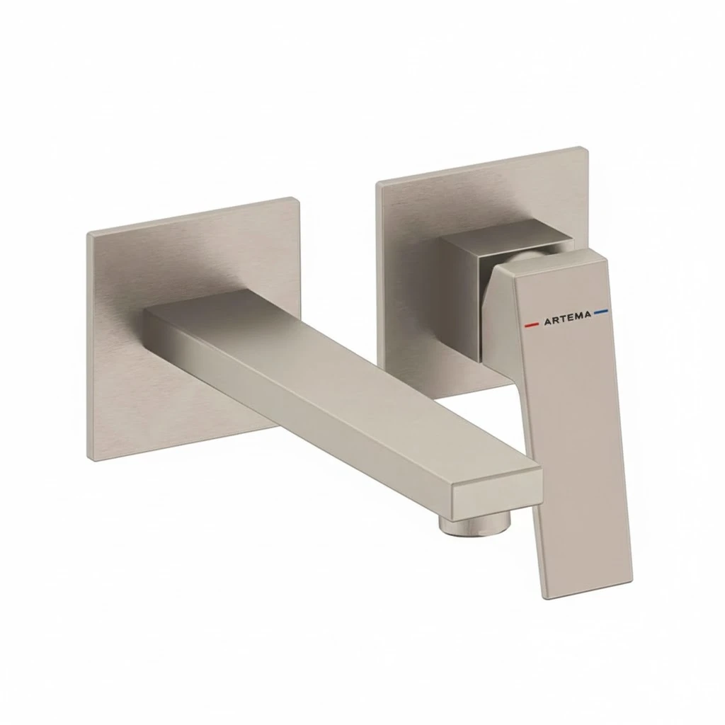 Artema Minimax Square Ankastre Lavabo Bataryası Uzun Fırçalı Nikel (A4359334)