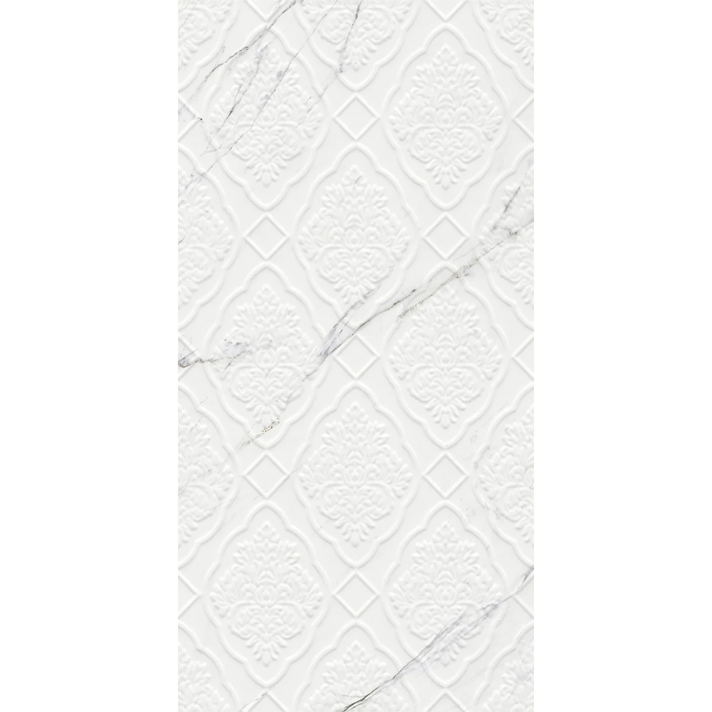 Çanakkale Seramik Rp-5435R Sandra Beyaz Damask Dekor Rektifiyeli 40x80 R