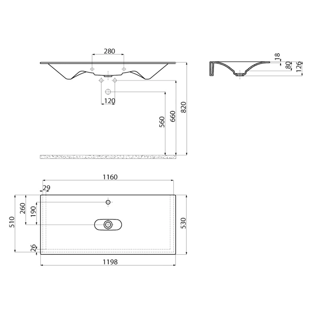 Creavit Drop 120 Cm Etajerli Lavabo Hemen Al