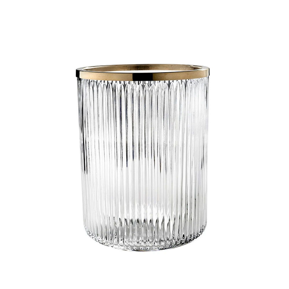 3sc Elegance Şeffaf Cam-Altın Açık Çöp Kovası