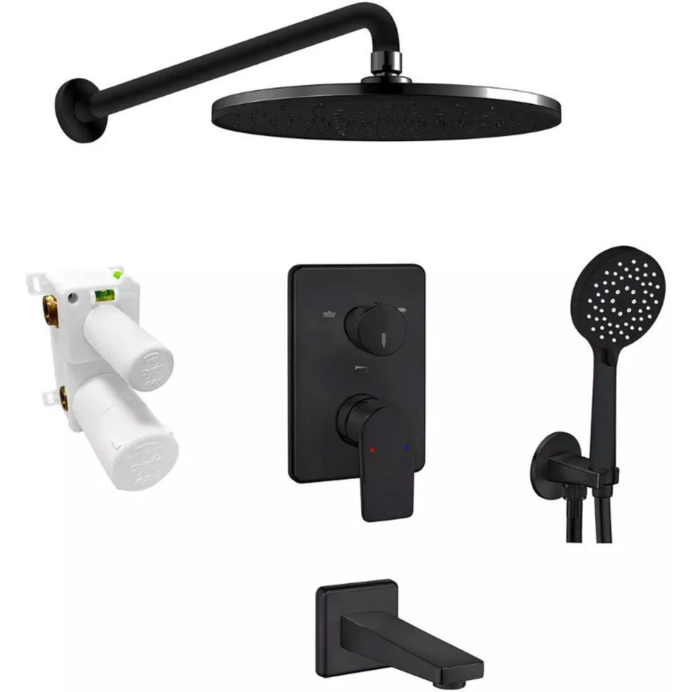 Eca Dalia 3 Yollu Mat Siyah Ankastre Duş Seti - 102199785C1