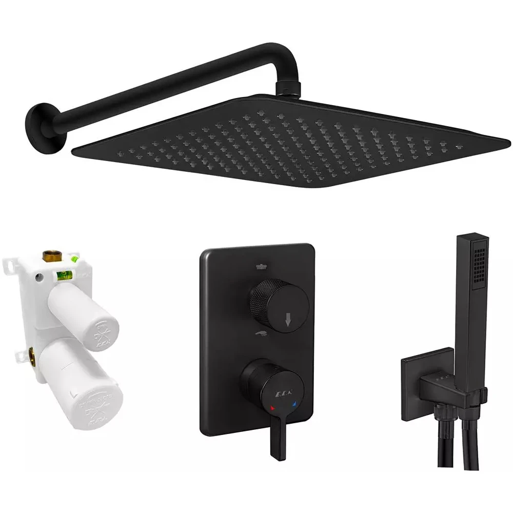 Eca Life 2 Yollu Mat Siyah Ankastre Duş Seti - 102199782C1