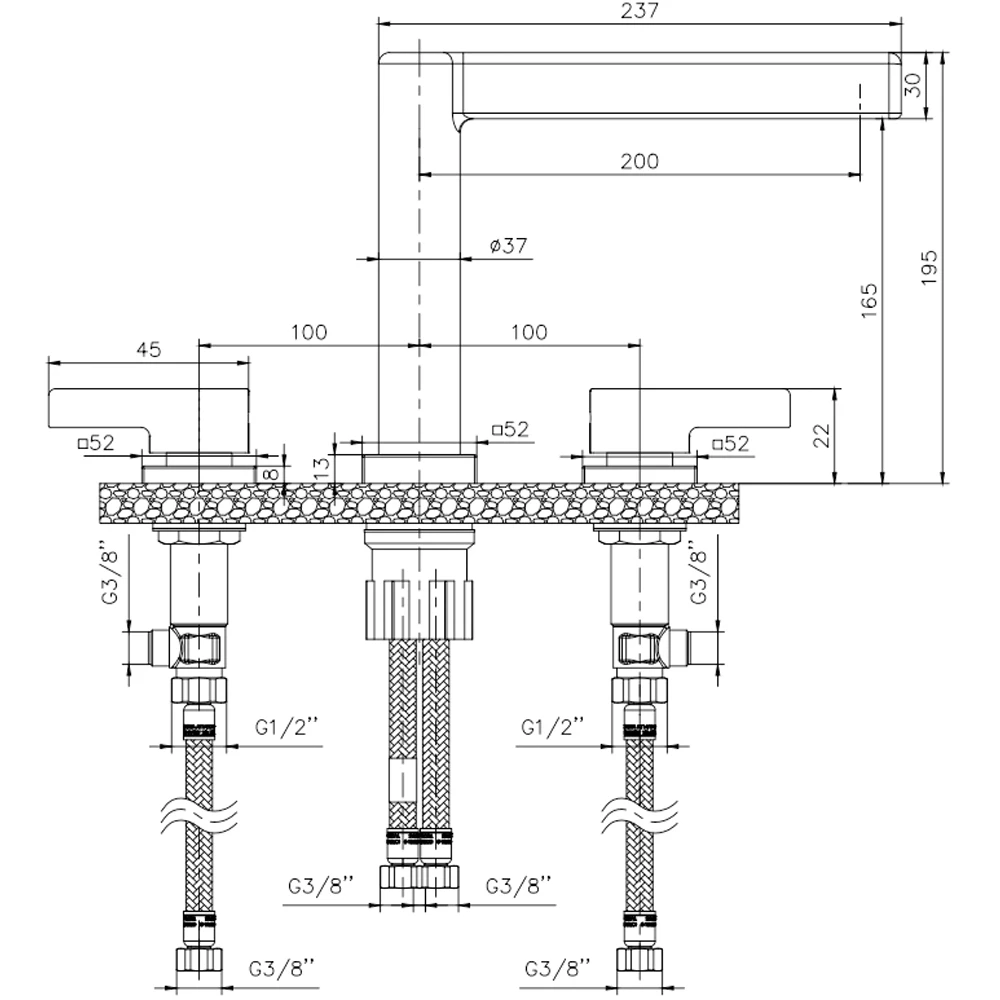 Eca Life 3 Delikli Tezgah Üstü Altın Ankastre Lavabo Bataryası - 102105779A1 Hemen Al
