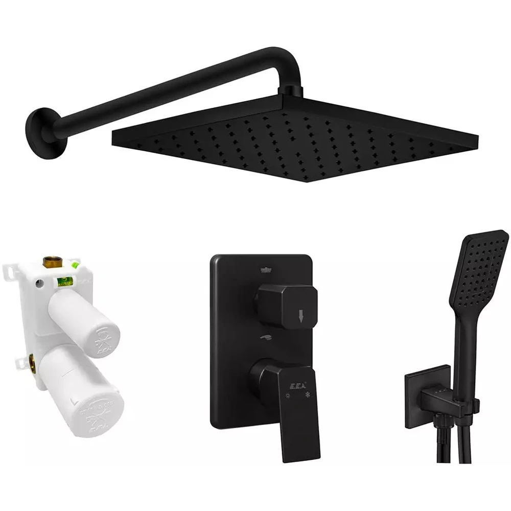 Eca Tiera 2 Yollu Mat Siyah Ankastre Duş Seti - 102199786C1