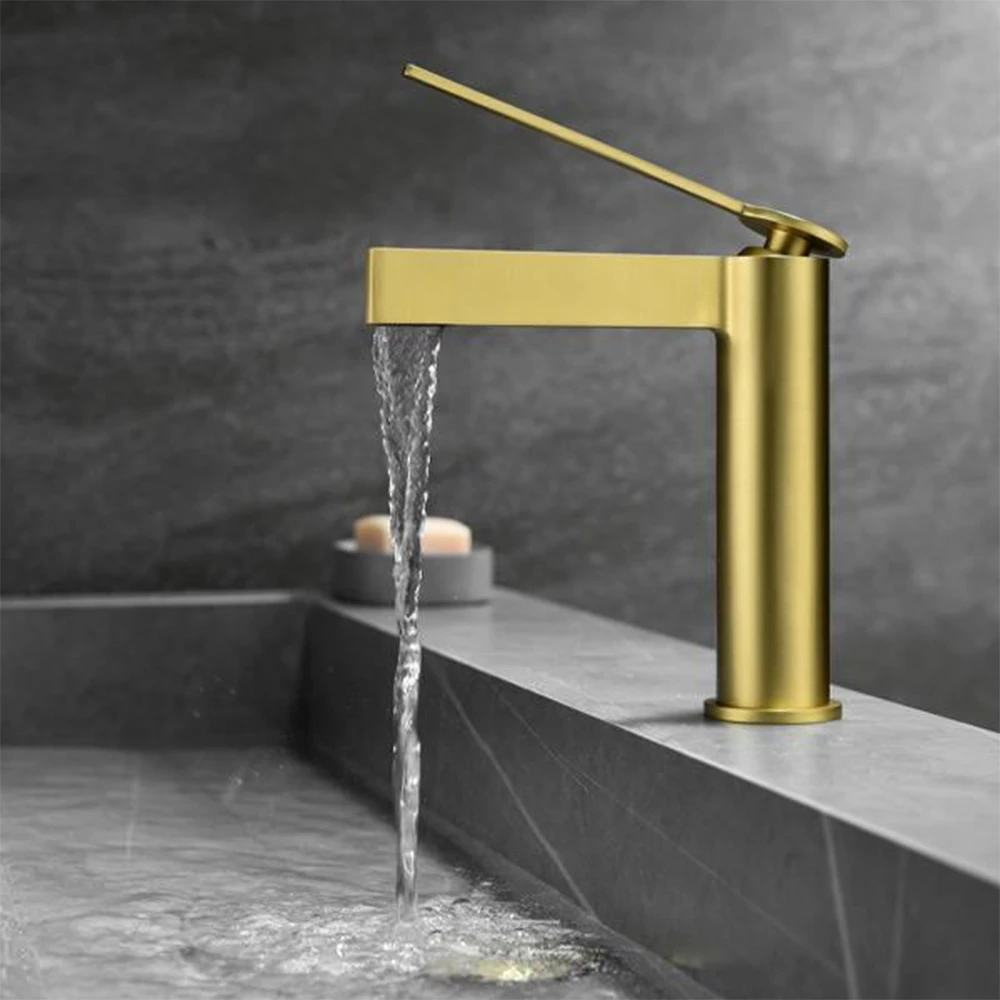 Fontana FJ-6012 Mat Fırçalanmış Altın Lavabo Bataryası Hemen Al