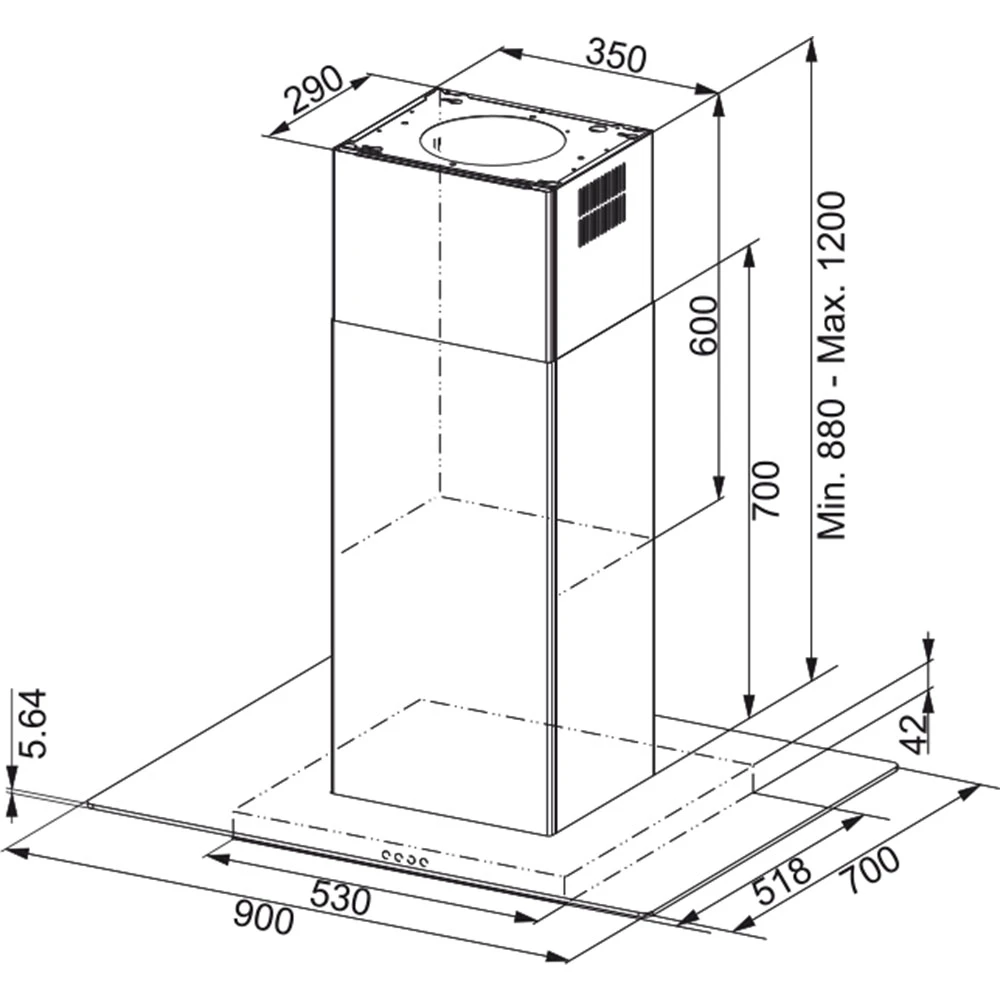 Franke Davlumbaz Glass Linear Isola Fgl 915 I Bk / Xs Inox Ve Sıyah Cam Ada Hemen Al