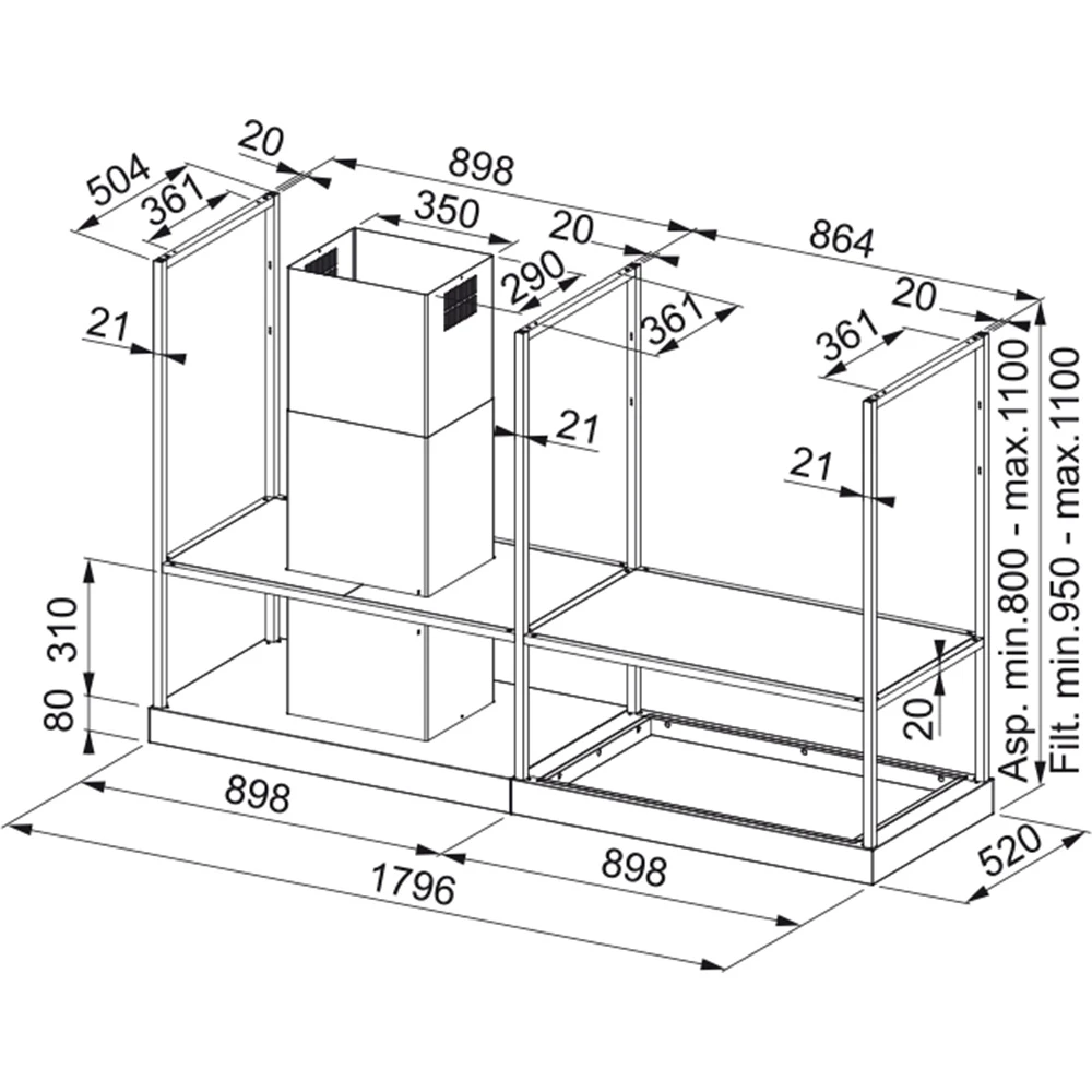 Franke Mythos T-Shelf FMY BK MATT F180 Mat Siyah Ada Tipi Davlumbaz Hemen Al