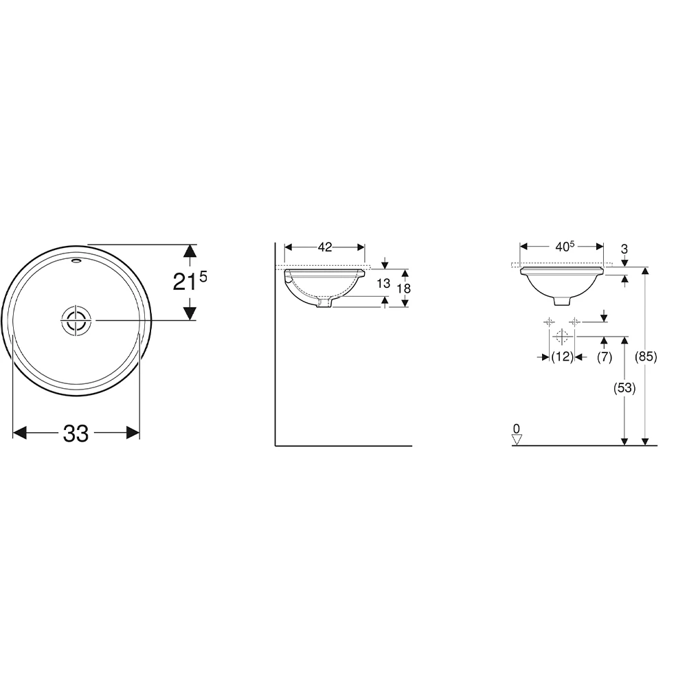 Geberit VariForm 42 Cm Yuvarlak Tezgah Altı Lavabo - 500.744.01.2 Hemen Al