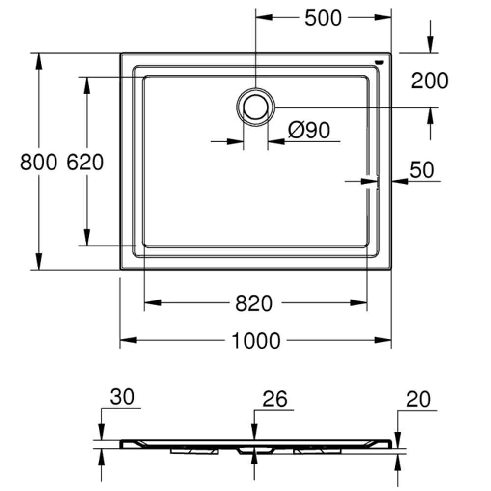 Grohe 80x100 Cm Akrilik Dikdörtgen Duş Teknesi - 39306000 Hemen Al