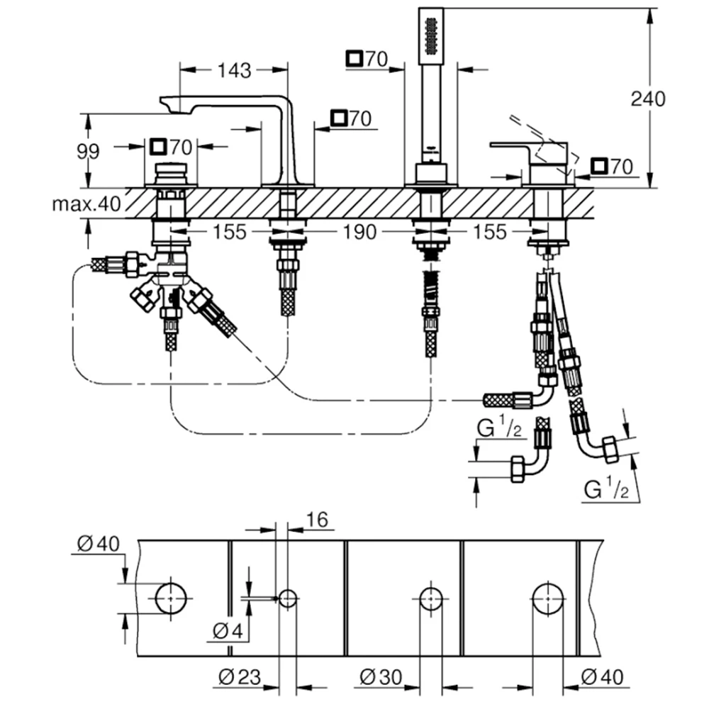 Grohe Allure New Dört Delikli Nikel Küvet Bataryası - 19316A01 Hemen Al