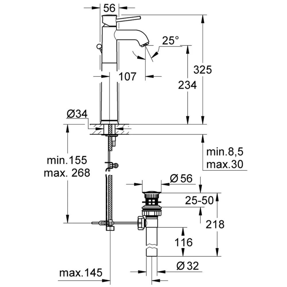 Grohe BauClassic Tek Kumandalı Lavabo Bataryası - 32868000 Hemen Al