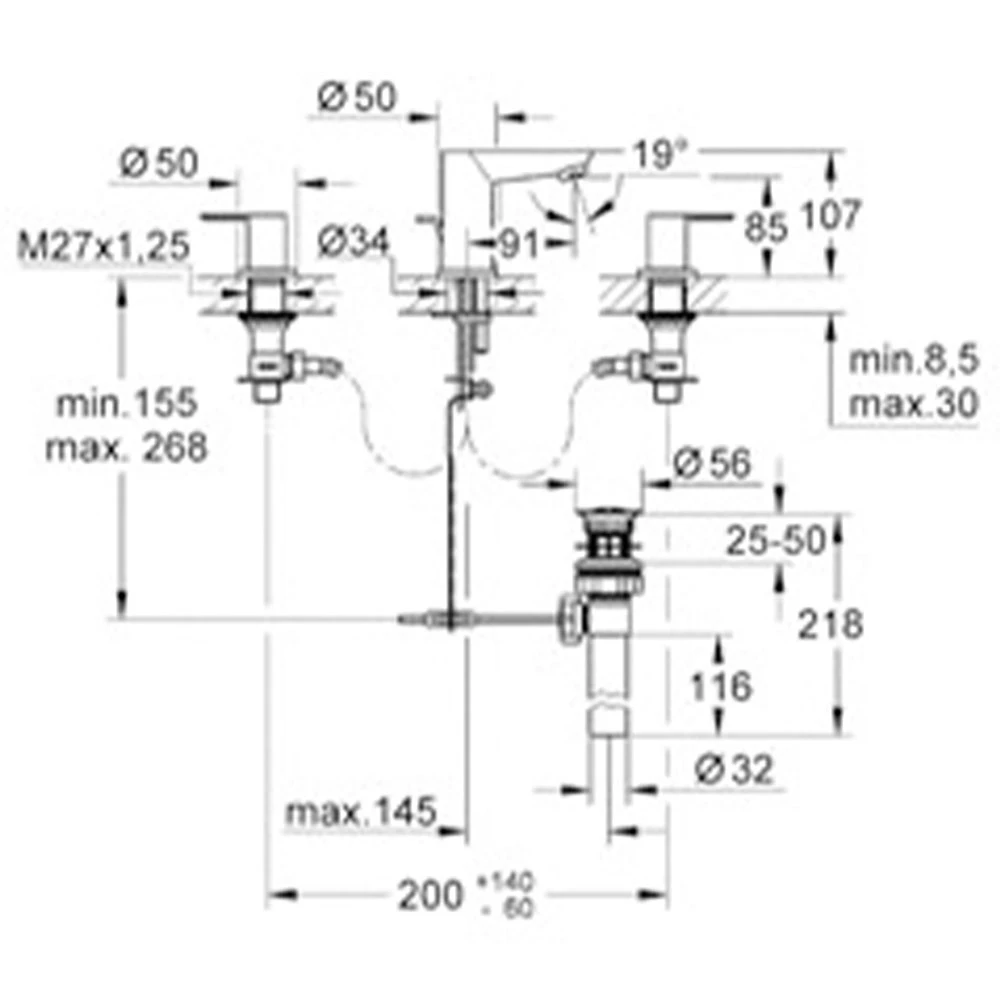 Grohe BauEdge 3 Delikli Lavabo Bataryası - 20197000 Hemen Al