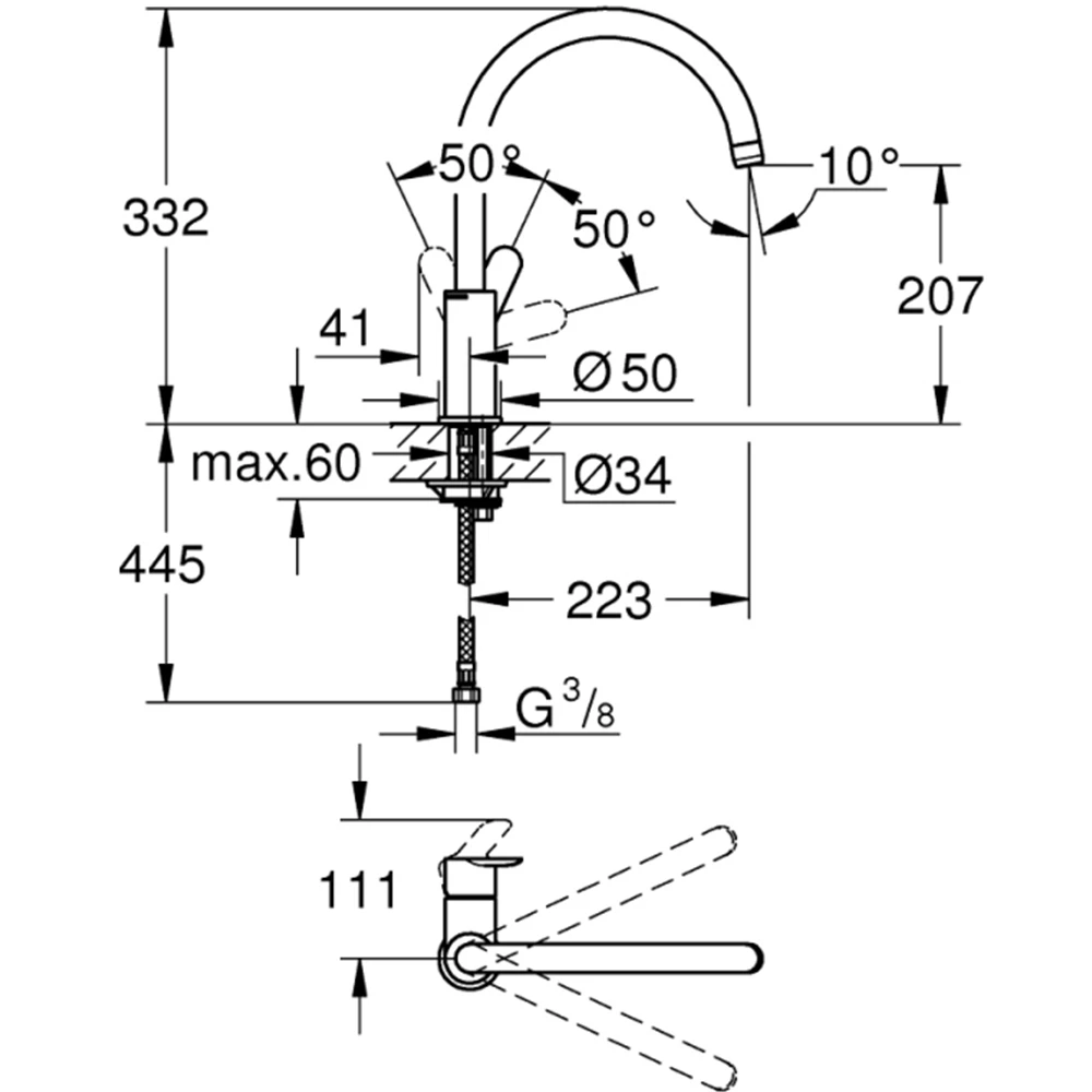 Grohe BauEdge Tek Kumandalı Eviye Bataryası - 31367000 Hemen Al