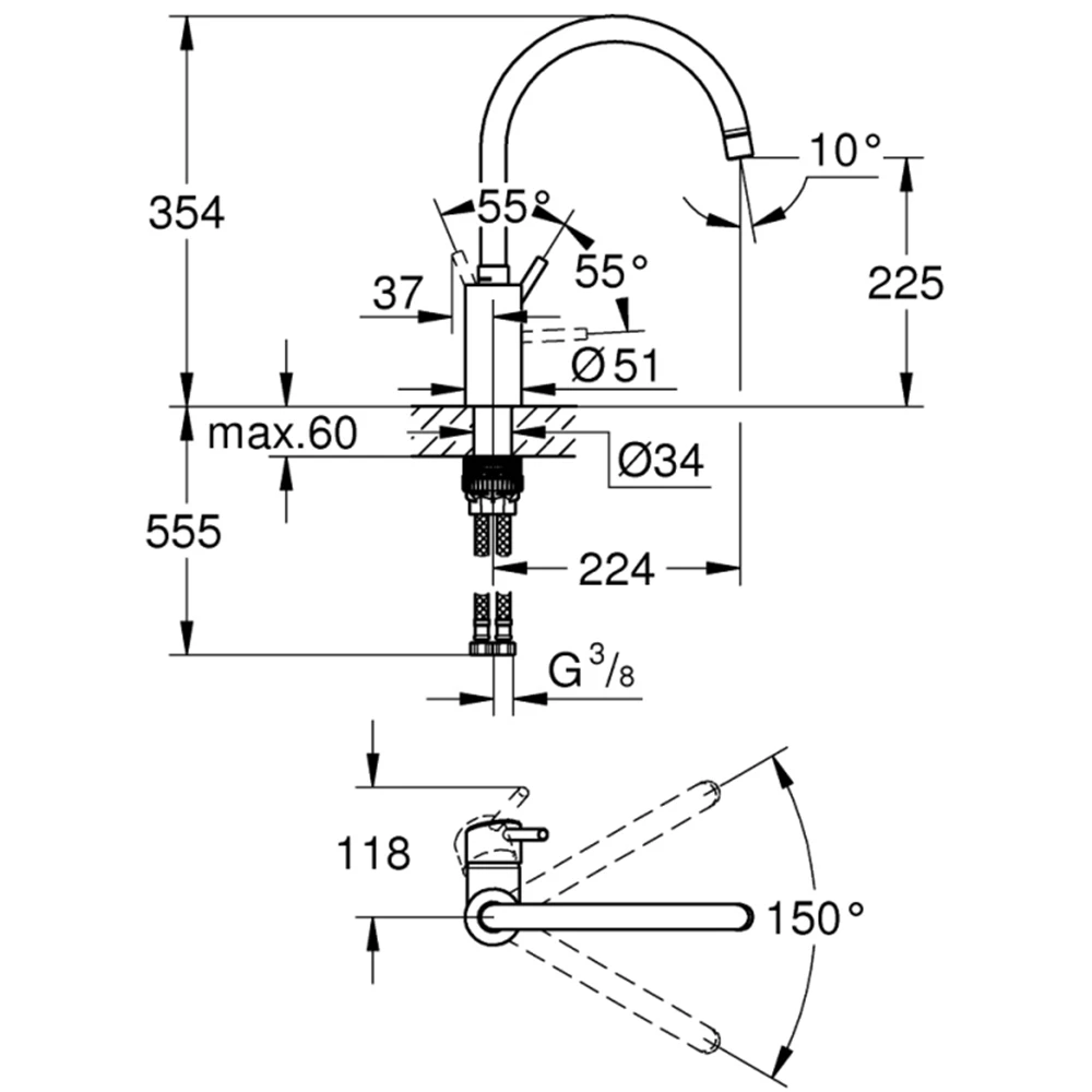 Grohe Concetto New Tek Kumandalı Eviye Bataryası - 32663003 Hemen Al