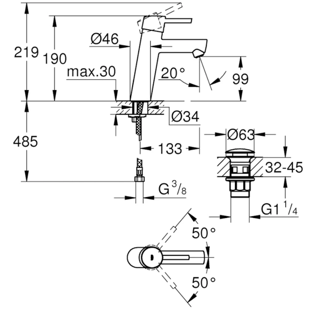 Grohe Concetto New Tek Kumandalı Lavabo Bataryası - 23932001 Hemen Al