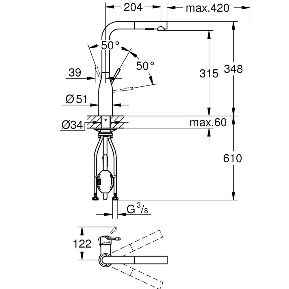 Grohe Essence Tek Kumandalı Rose Eviye Bataryası - 30504DA0 Hemen Al