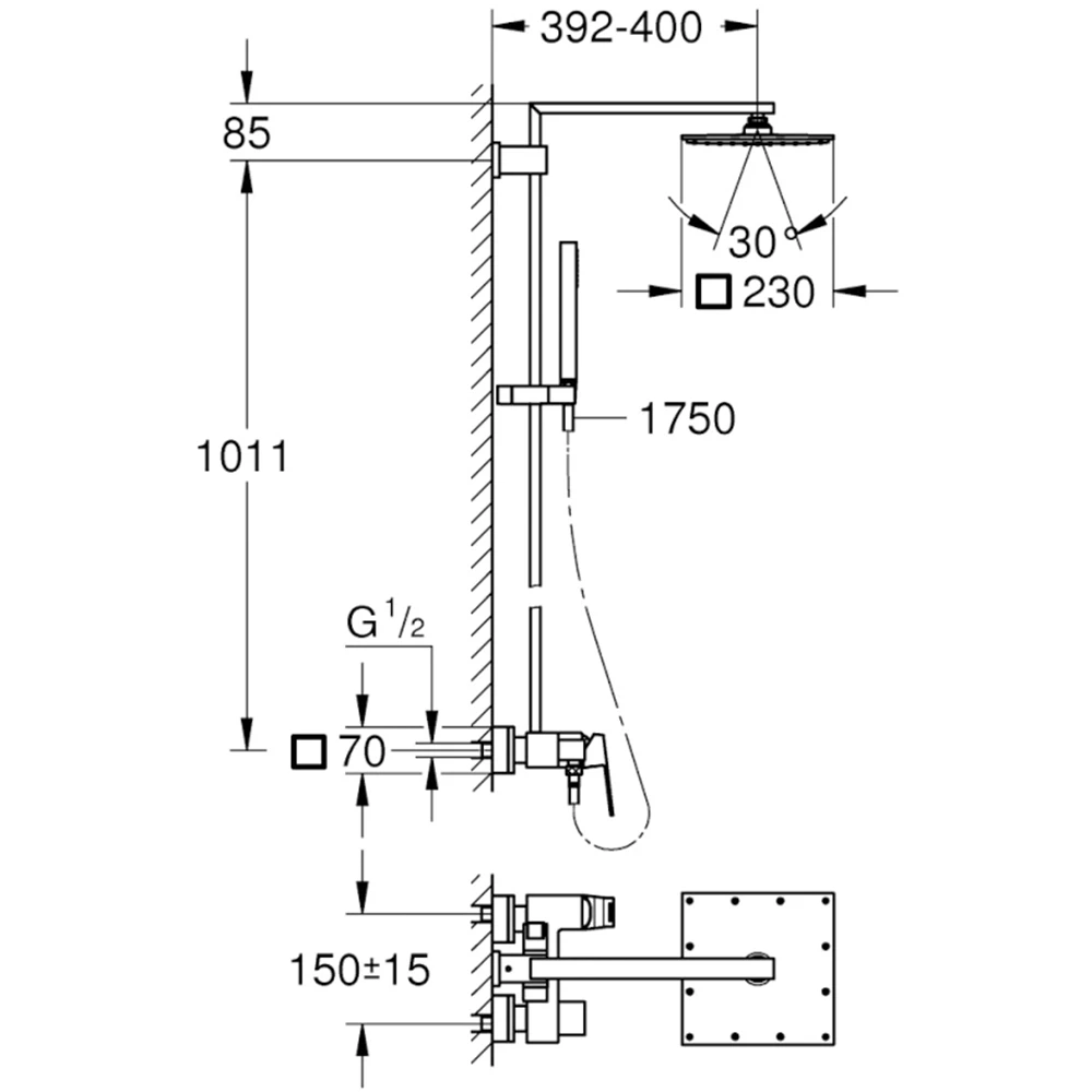 Grohe Euphoria Cube System Duvara Monte Tek Kumandalı Bataryalı Duş Sistemi - 23147001 Hemen Al