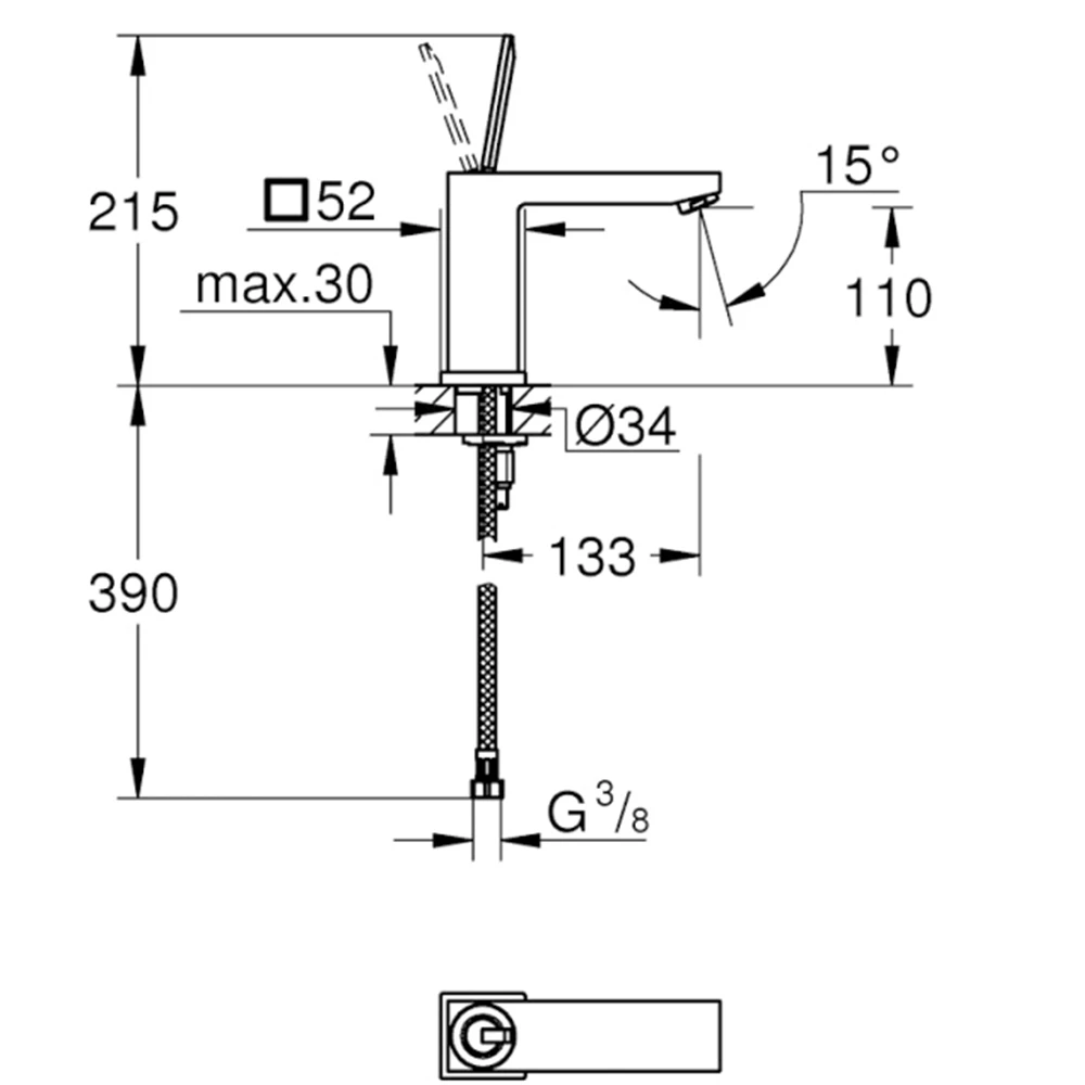 Grohe Eurocube Joy Tek Kumandalı Lavabo Bataryası - 23658000 Hemen Al