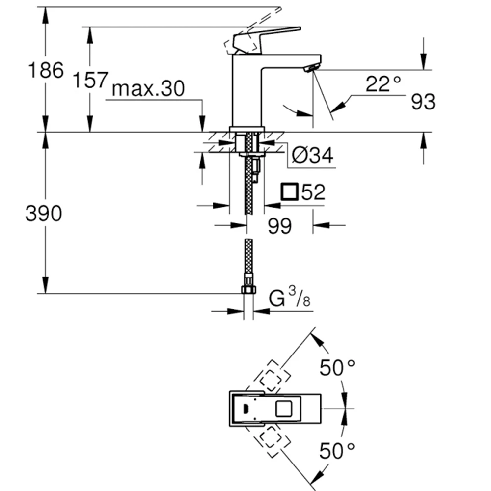 Grohe Eurocube Tek Kumandalı Lavabo Bataryası - 2313200E Hemen Al