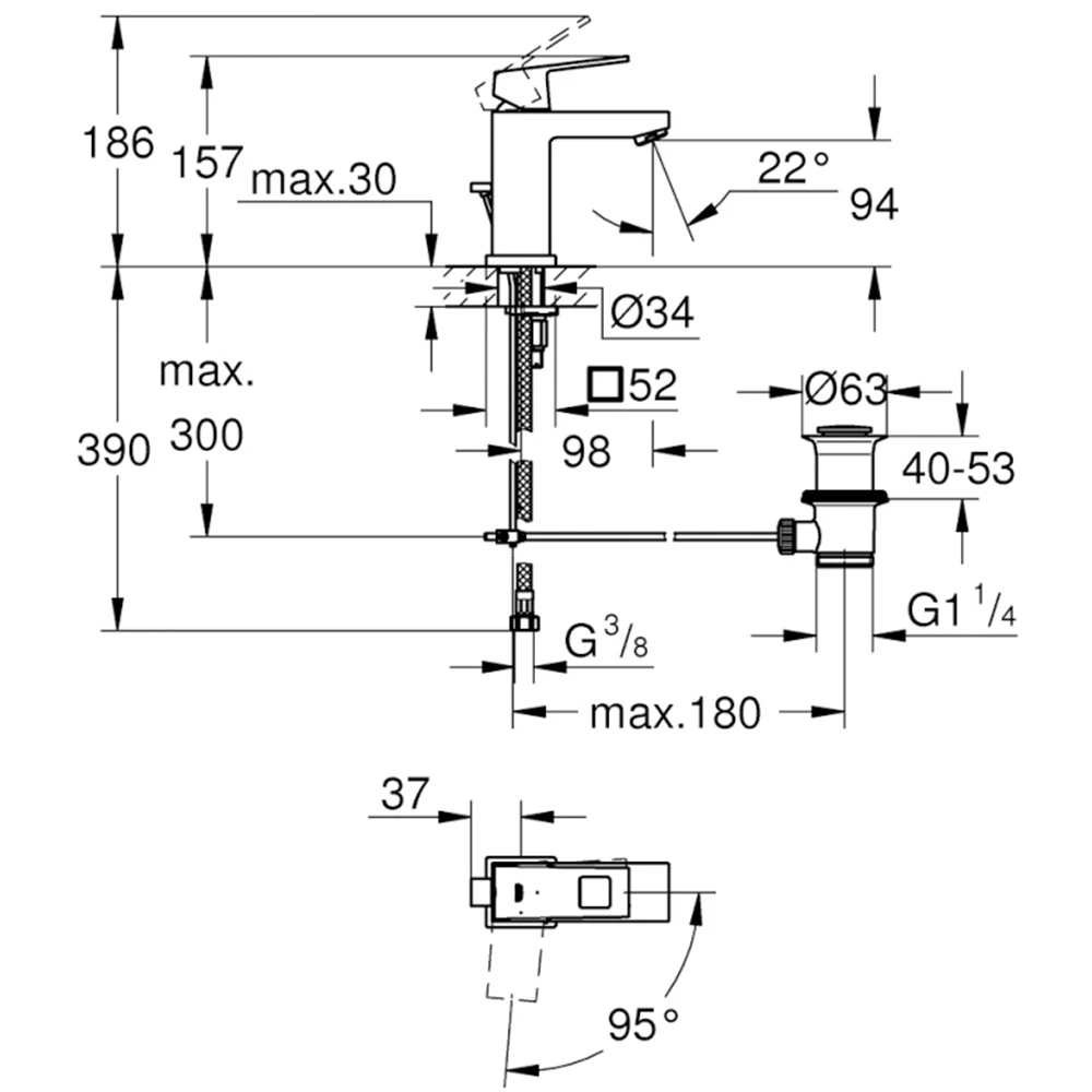 Grohe Eurocube Tek Kumandalı Lavabo Bataryası - 2339000E Hemen Al