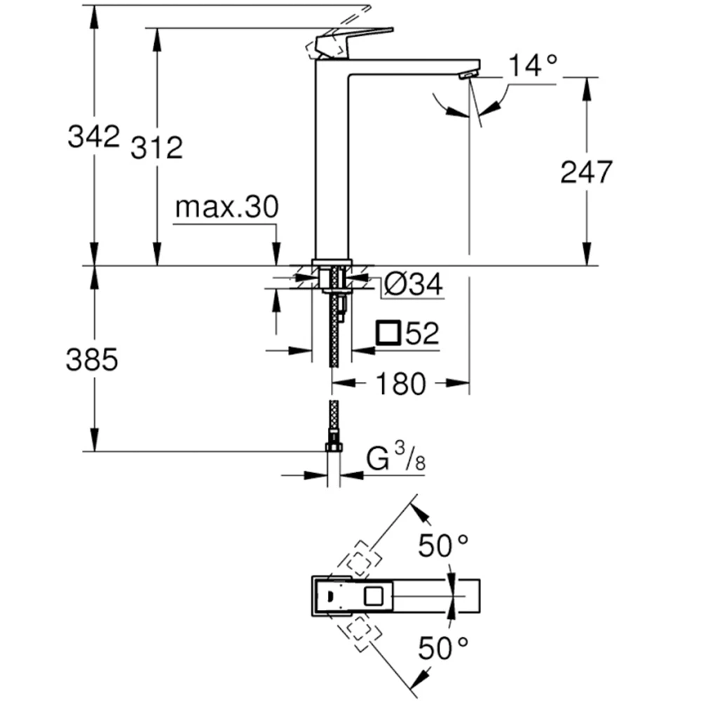 Grohe Eurocube Tek Kumandalı Nikel Lavabo Bataryası - 23406AL0 Hemen Al