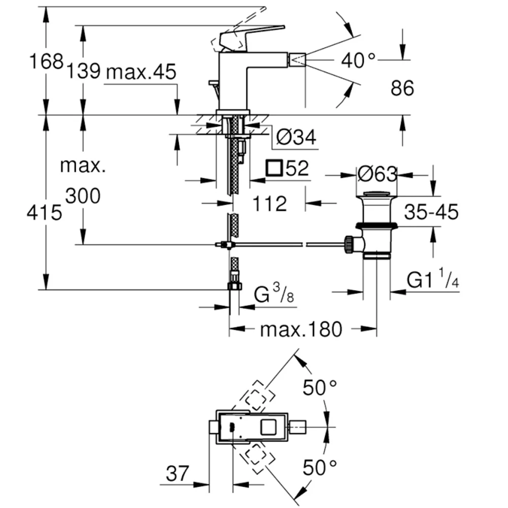 Grohe Eurocube Tek Kumandalı Nikel Bide Bataryası - 23138AL0 Hemen Al