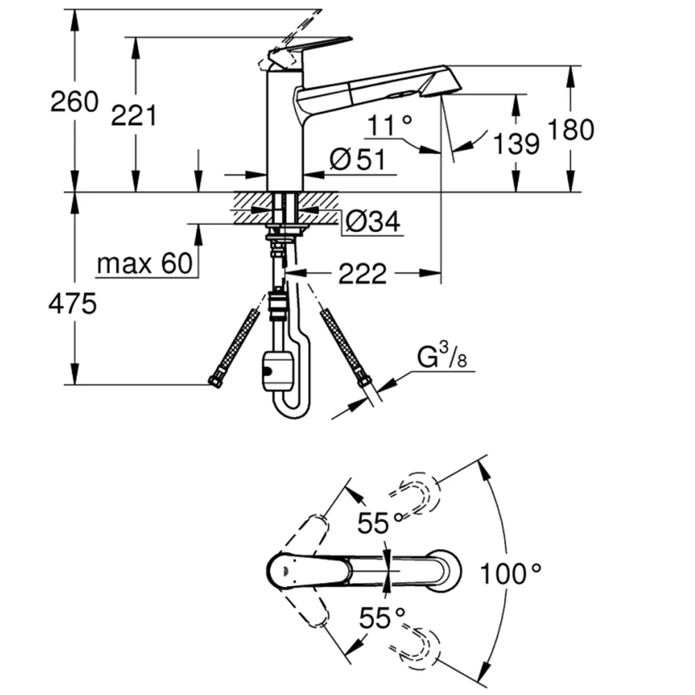 Grohe Eurodisc Cosmopolitan Tek Kumandalı Eviye Bataryası - 32257002 Hemen Al