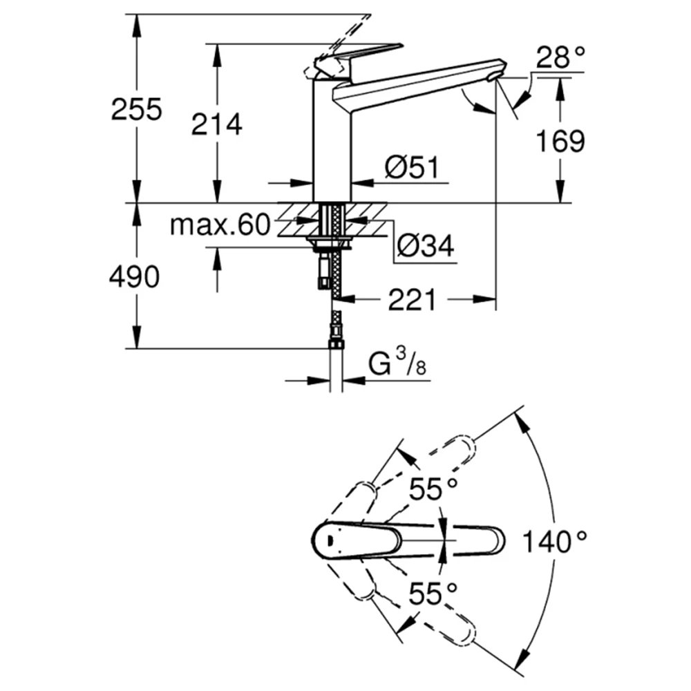 Grohe Eurodisc Cosmopolitan Tek Kumandalı Eviye Bataryası - 33770002 Hemen Al