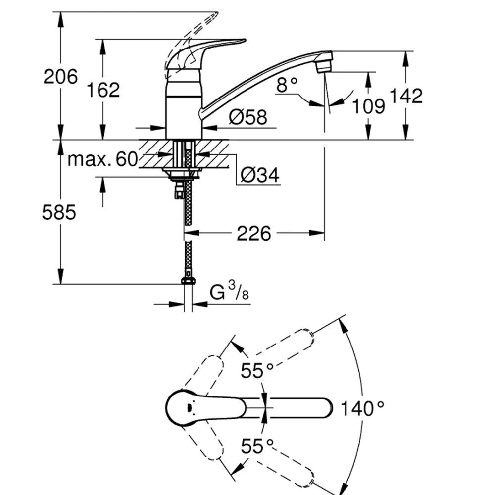 Grohe Euroeco Tek Kumandalı Eviye Bataryası - 32750000 Hemen Al