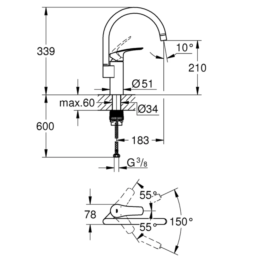 Grohe Eurosmart 2021 Tek Kumandalı Eviye Bataryası - 33202003 Hemen Al