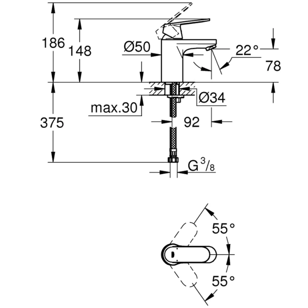 Grohe Eurosmart Cosmopolitan Tek Kumandalı Lavabo Bataryası - 32824000 Hemen Al