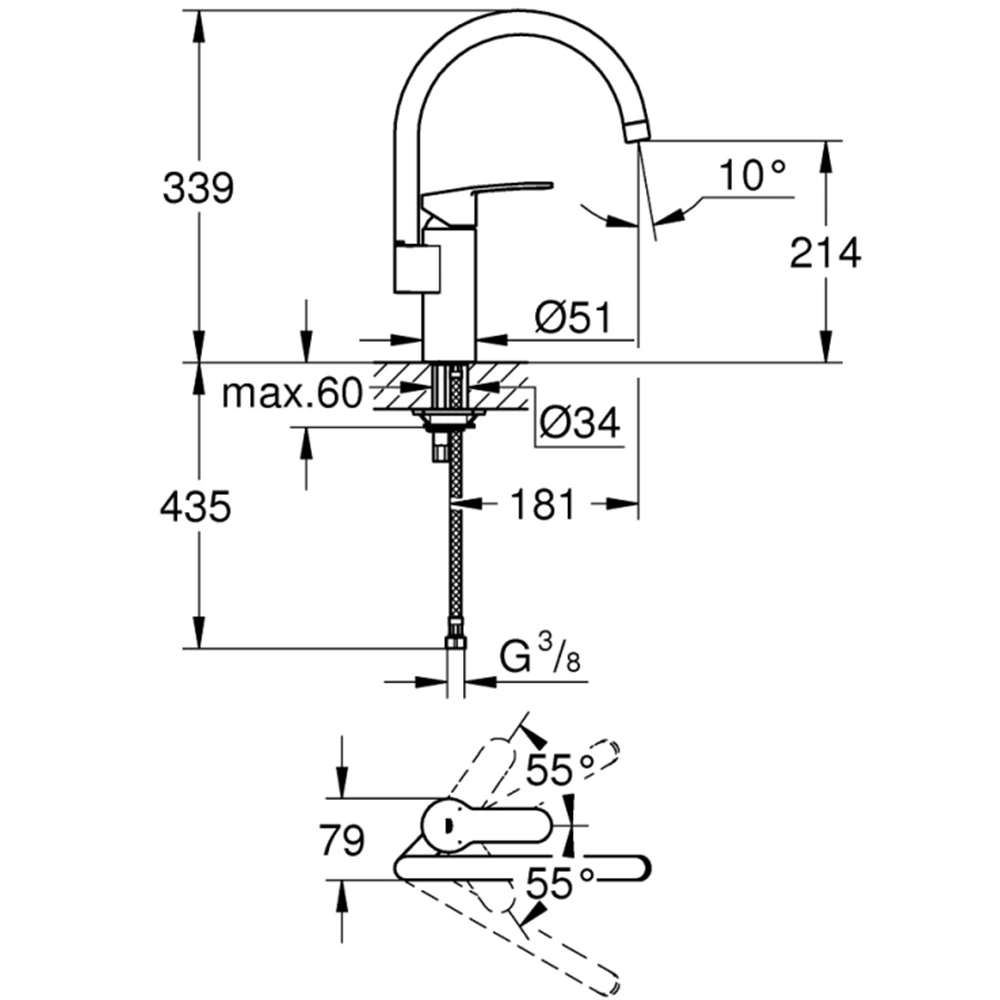 Grohe Eurostyle Cosmopolitan Tek Kumandalı Eviye Bataryası - 30221002 Hemen Al